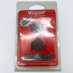 Vanguard USMC Sergeant Rank Insignia Chevrons Black Matte Brass Sgt Pin Pair NEW